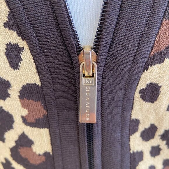 Jones New York Signature Womens médium Leopard Print Cardigan Sweater full Zip - Picture 2 of 12